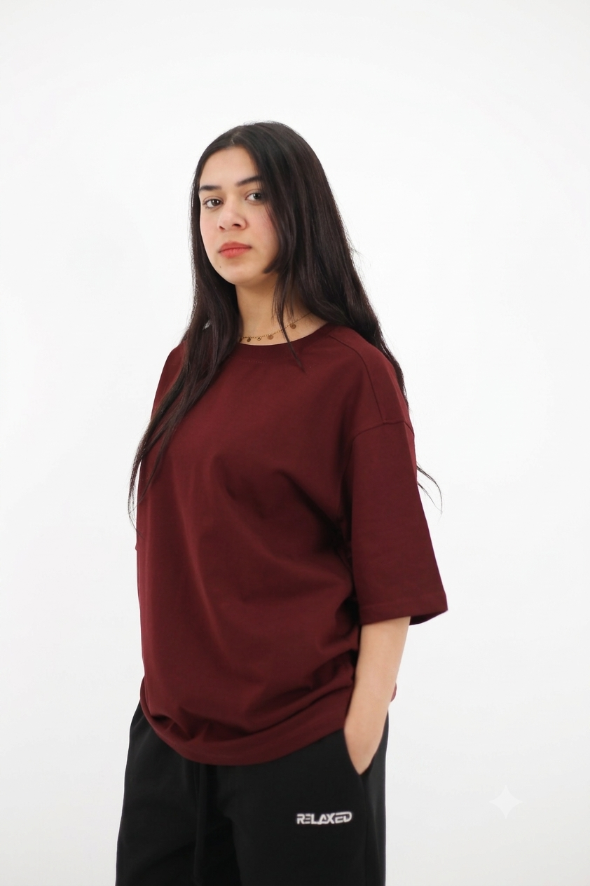 Over size  T-Shirt Burgundy